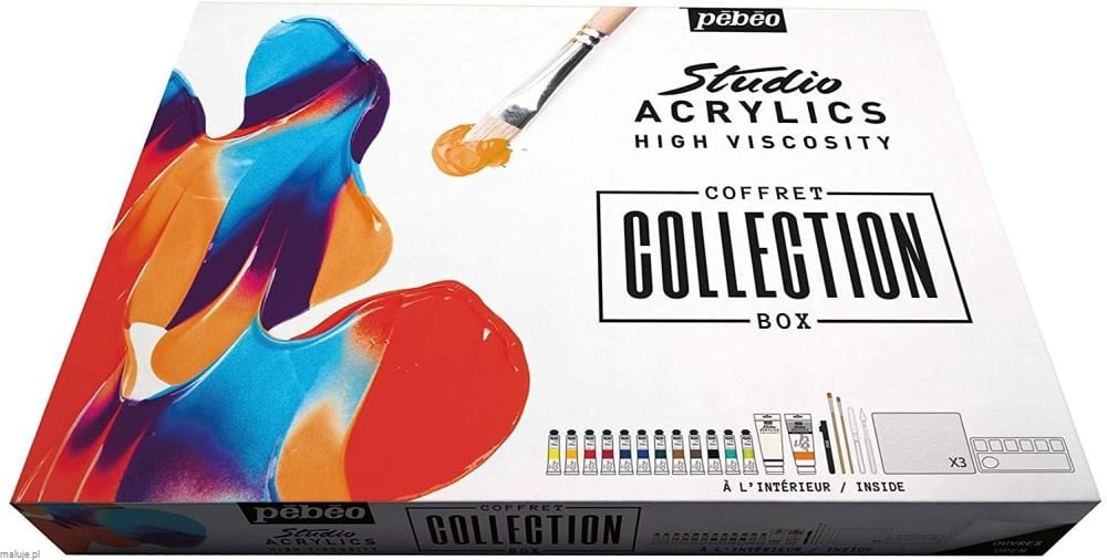 Studio Acrylics Coffret Collection Box 23 elementy - komplet farb akrylowych + akcesoria