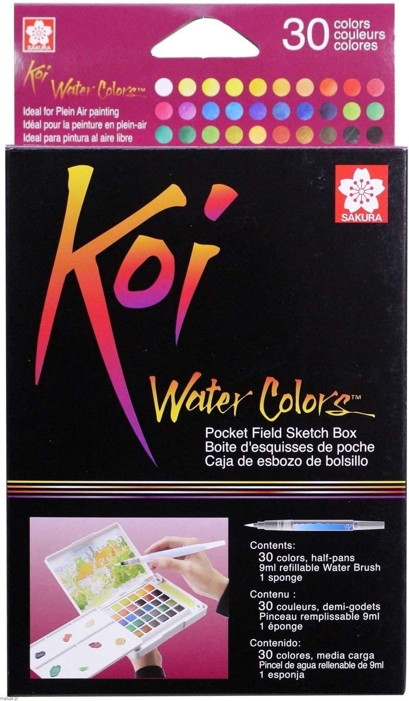 Sakura Koi Watercolour Pocket Field Sketch Box 30 kolorów - komplet akwareli + akcesoria