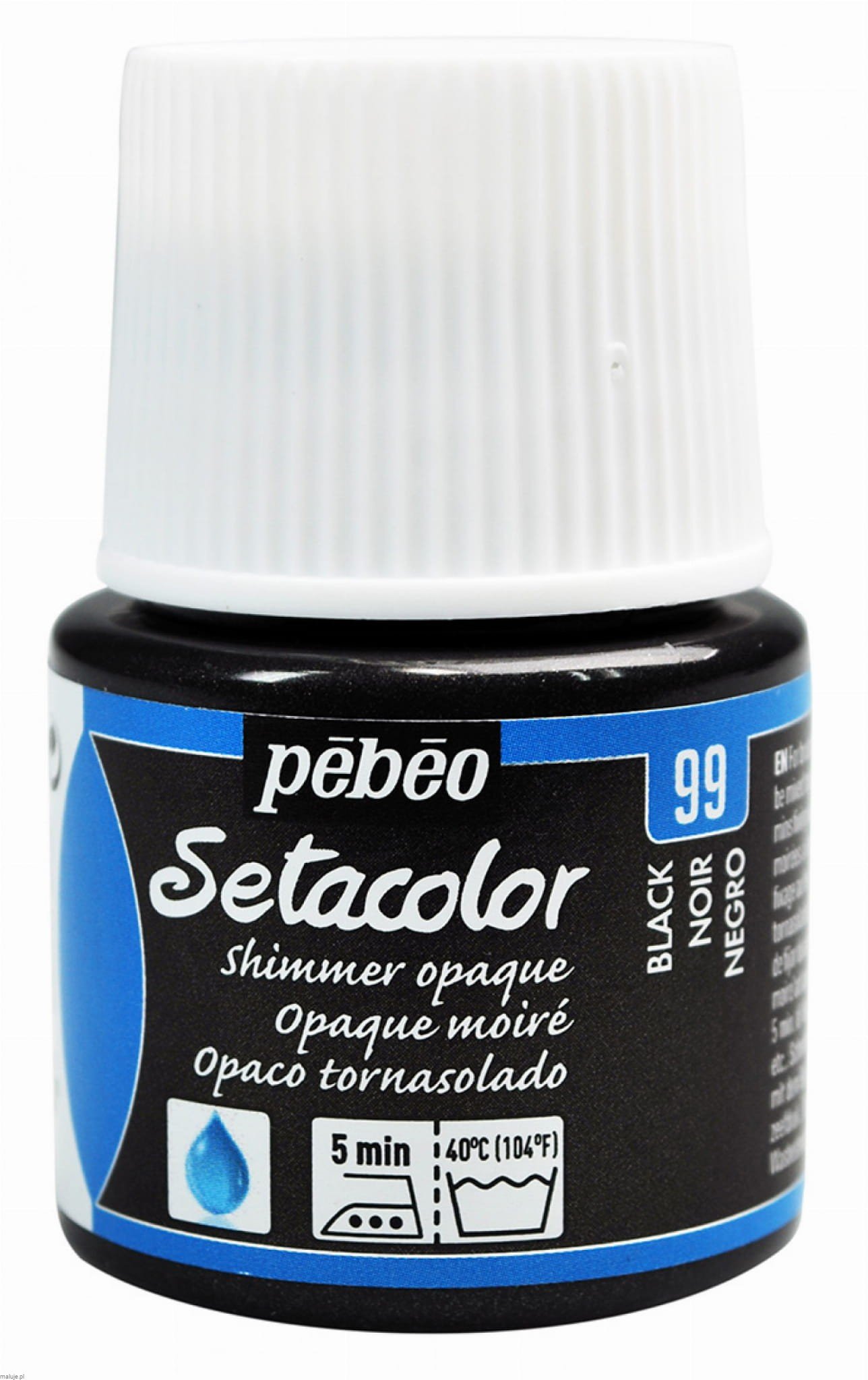 Pebeo Setacolor Shimmer 45ml BLACK - farba do tkanin z połyskiem