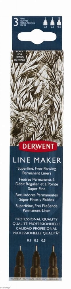 Derwent Line Maker 3 szt BLACK - komplet cienkopisów