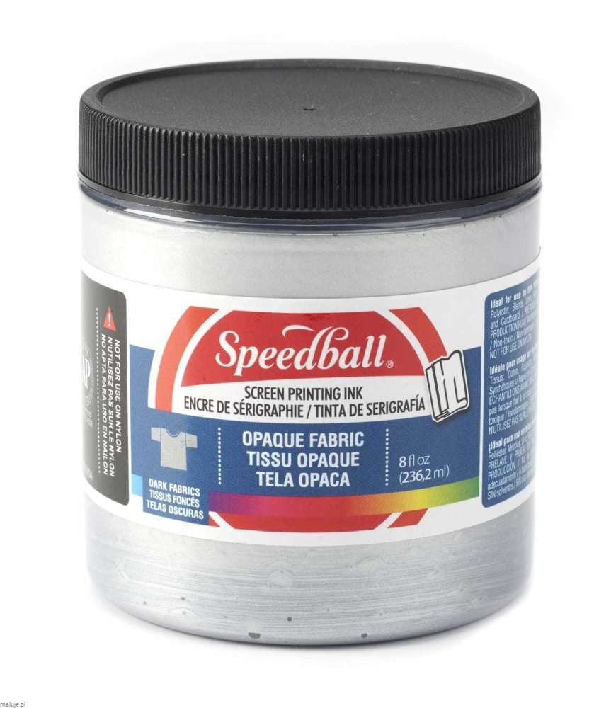 Speedball Opaque Fabric Screen Printing Ink SILVER- farba do sitodruku na tkaninach