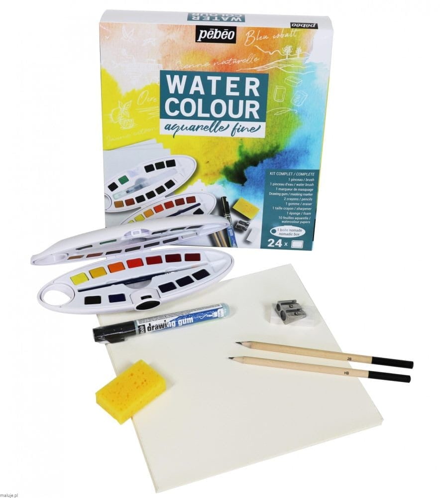 Complete Water Colour Kit Oval Box 24x1/2 kostki - komplet farb akwarelowych