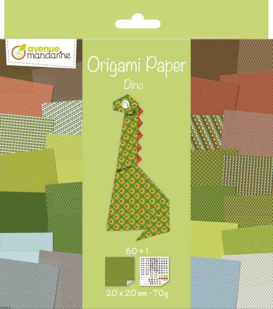 Papier do origami "Dino" 20x20 70g 60 arkuszy - mix wzorów