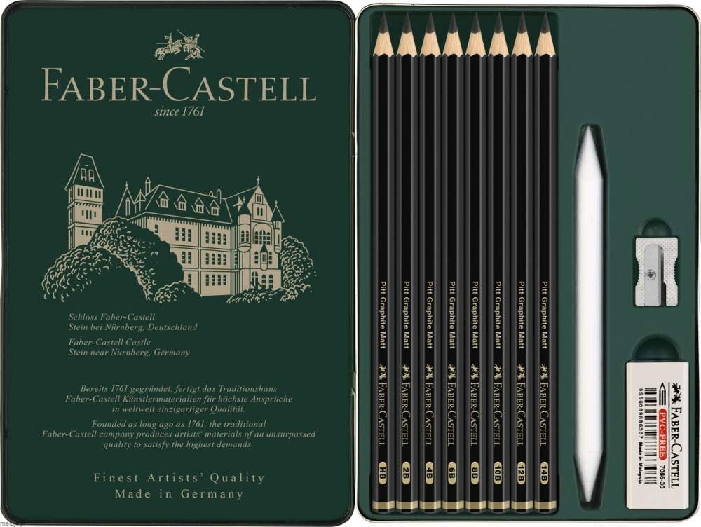 Faber Castell Pitt Graphite Matt Set - komplet 6 ołówków artystycznych + akcesoria