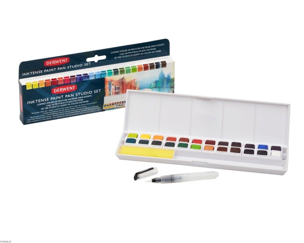 Derwent INKTENSE Paint Pans Studio Set - 24 półkostki tuszu Inktense