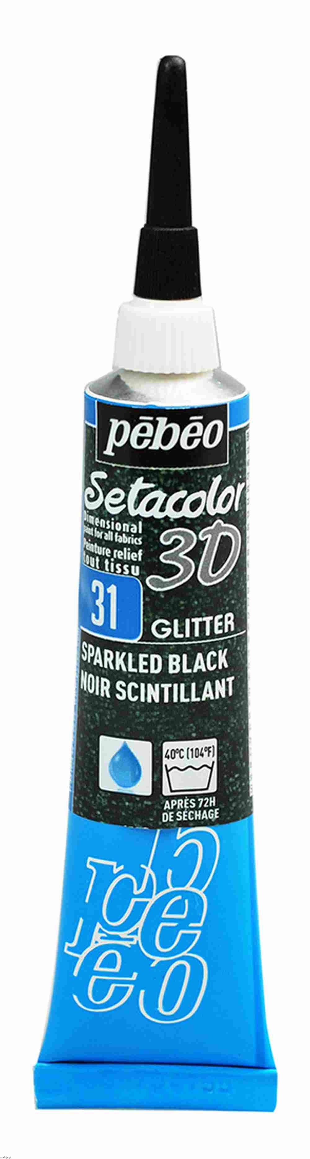 Pebeo Setacolor 3D GLITTER SPARKLING BLACK 20ml - konturówka do tkanin