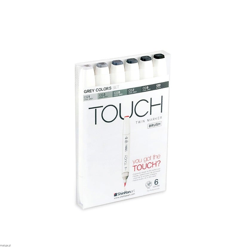 Touch Twin Brush Marker 6 SET Grey Color - komplet