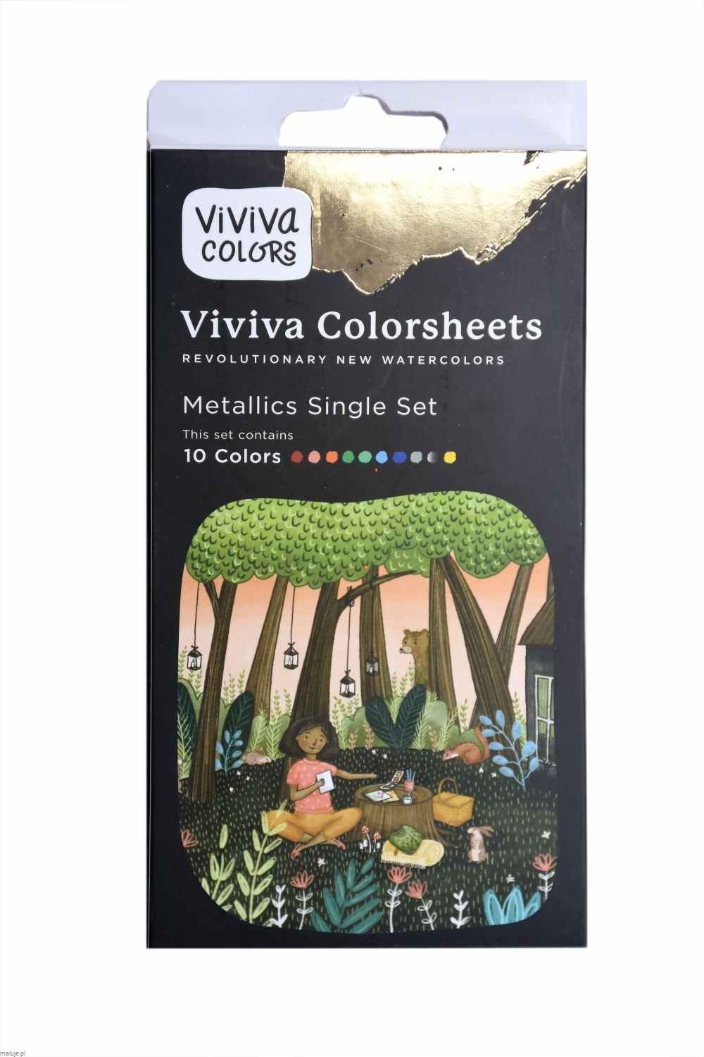 VIVIVA COLORS Colorsheets Watercolor Metallic Set 10 kolorów - farby akwarelowe na arkuszach