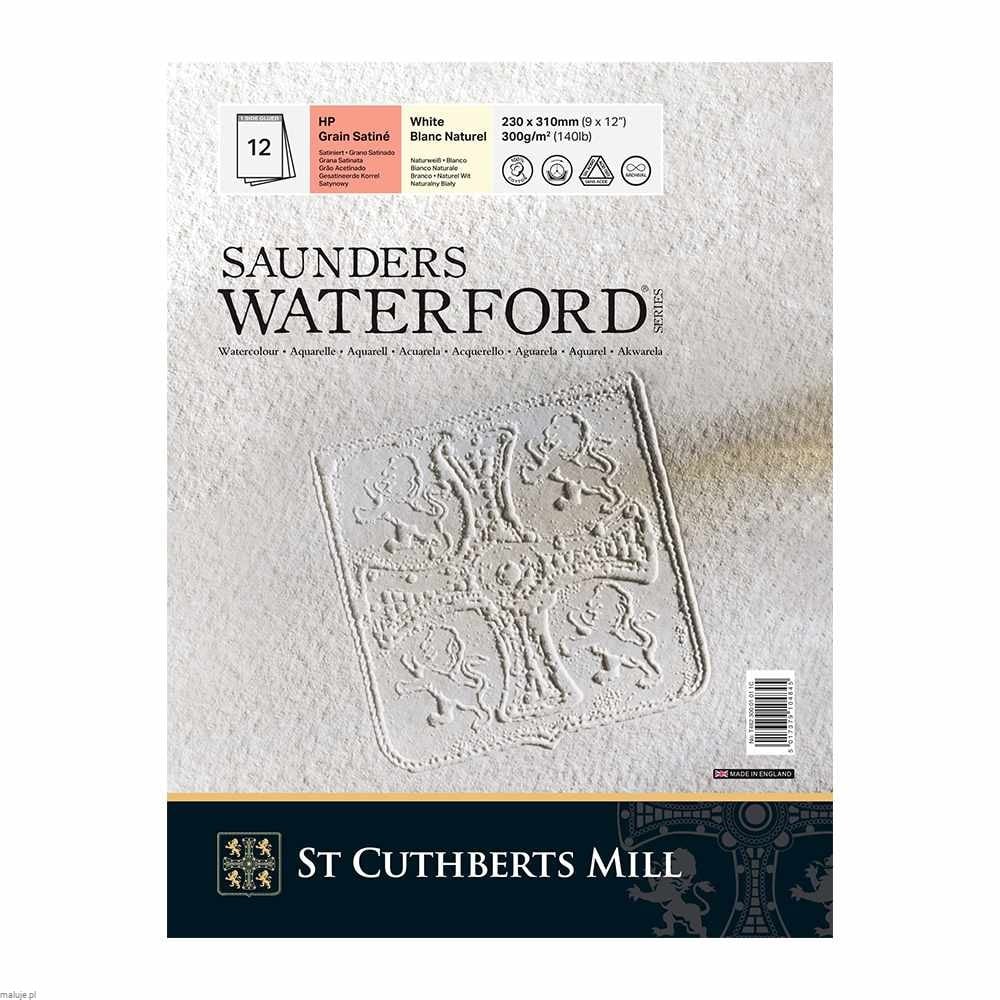 Saunders Waterford White 300gsm HP 12 ark - Blok Akwarelowy jednostronnie klejony