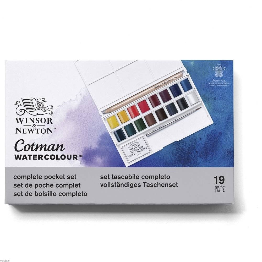 W&N Cotman Water Colours Complete Pocket Set - zestaw farb akwarelowych
