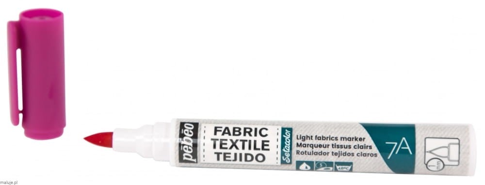 Pebeo 7A Light Farbic Marker 1mm Brush Nib PINK - marker do tkanin jasnych