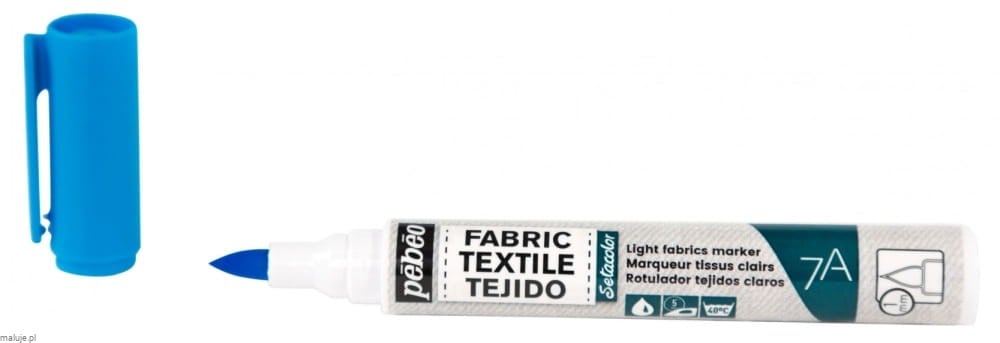 Pebeo 7A Light Farbic Marker 1mm Brush Nib LIGHT BLUE - marker do tkanin jasnych
