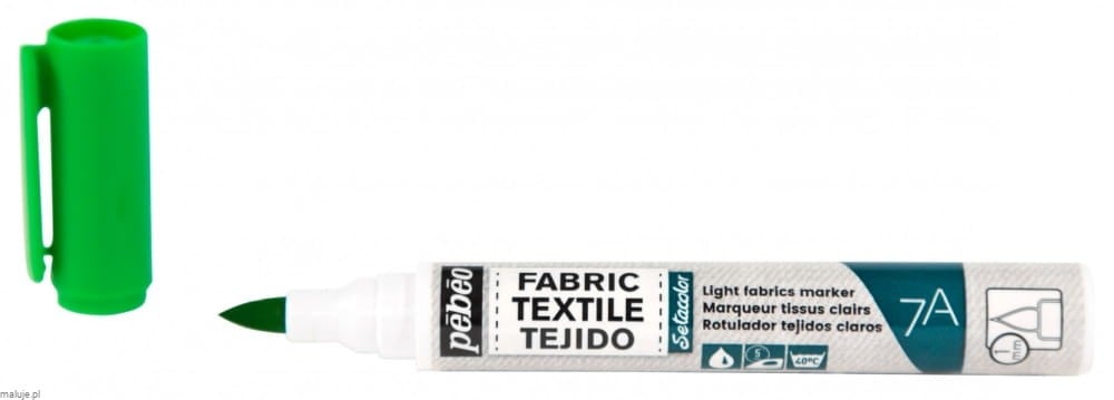 Pebeo 7A Light Farbic Marker 1mm Brush Nib LIGHT GREEN - marker do tkanin jasnych