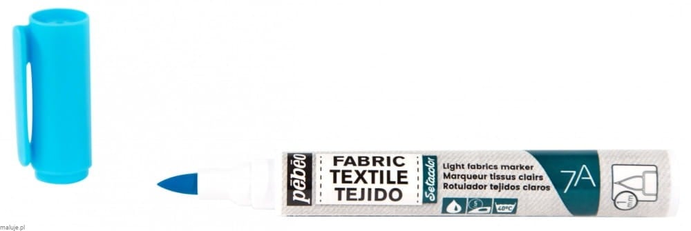 Pebeo 7A Light Farbic Marker 1mm Brush Nib FLUO BLUE - marker do tkanin jasnych