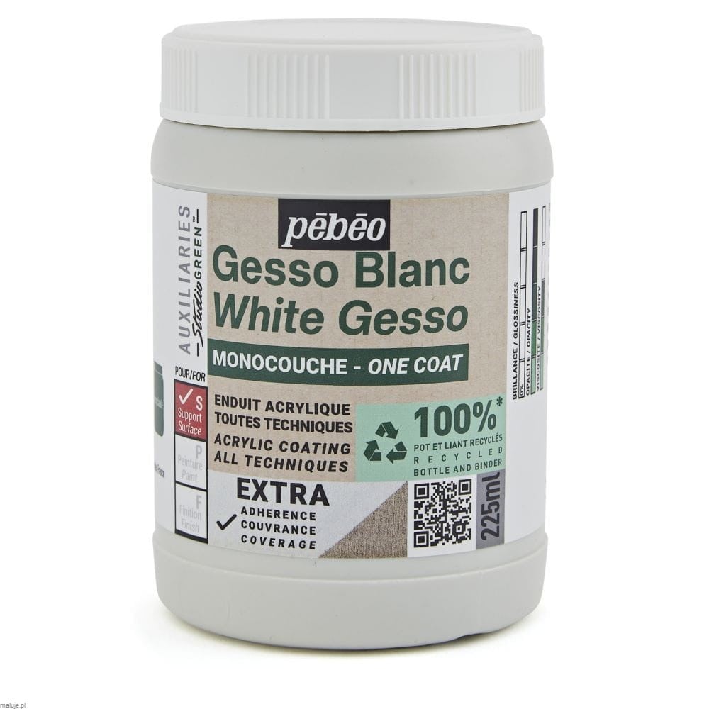 Pebeo STUDIO GREEN One Coat White Gesso - grunt akrylowy jednowarstwowy biały
