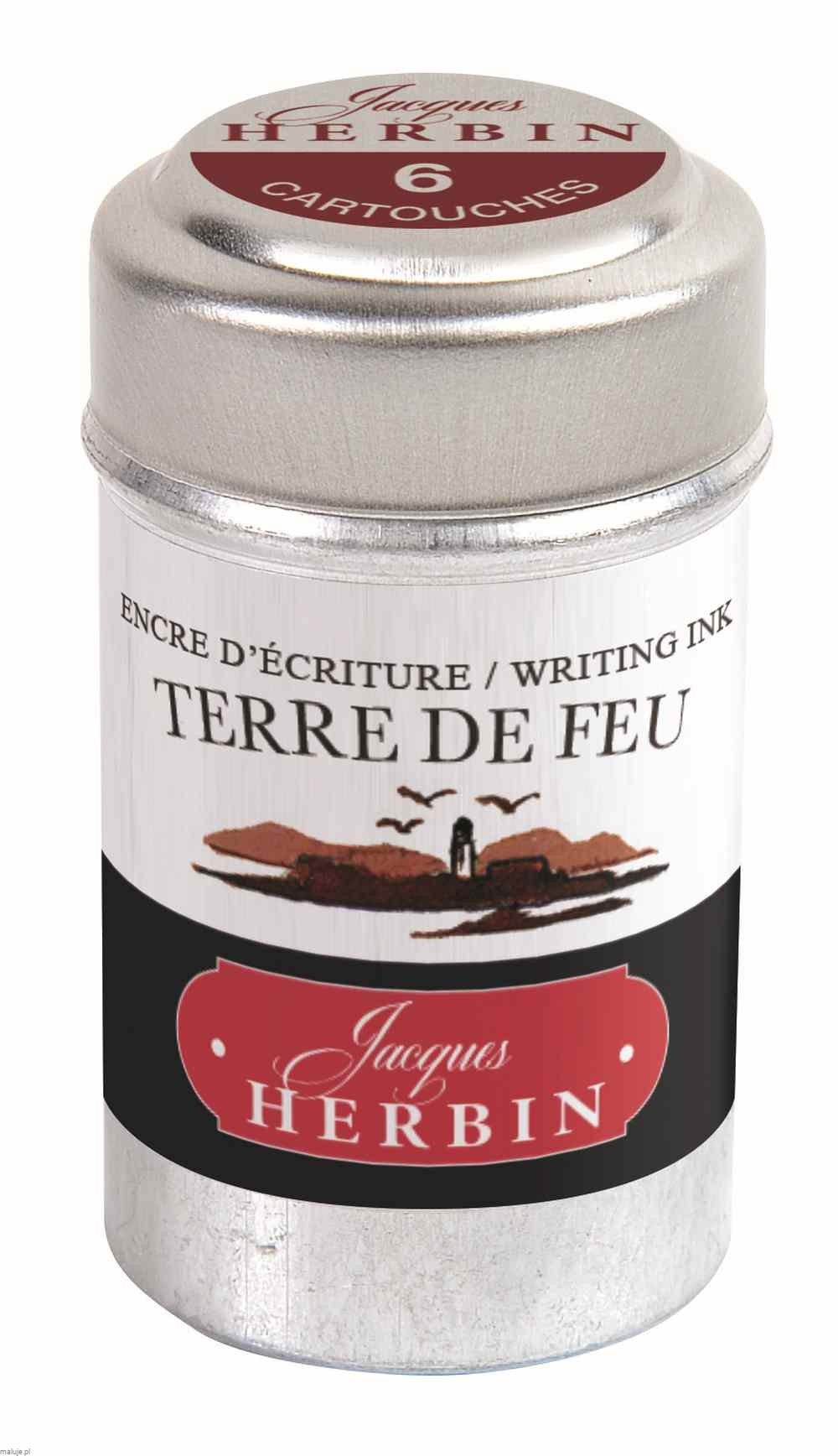 Naboje J.Herbin Writing Ink Terre de feu 6szt - naboje z atramentem do piór wiecznych