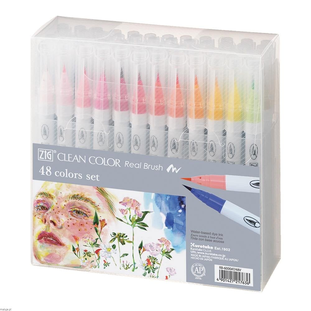 Clean Color Real Brush 48 Colours - komplet pisaków akwarelowych z końcówką pędzelkową