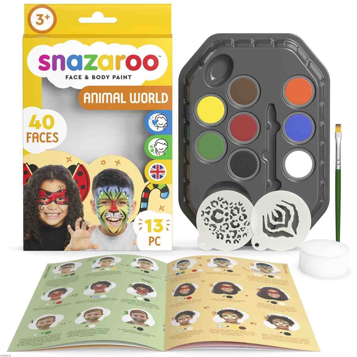 Snazaroo "Anilam World" set 13 elementów - komplet farb do twarzy