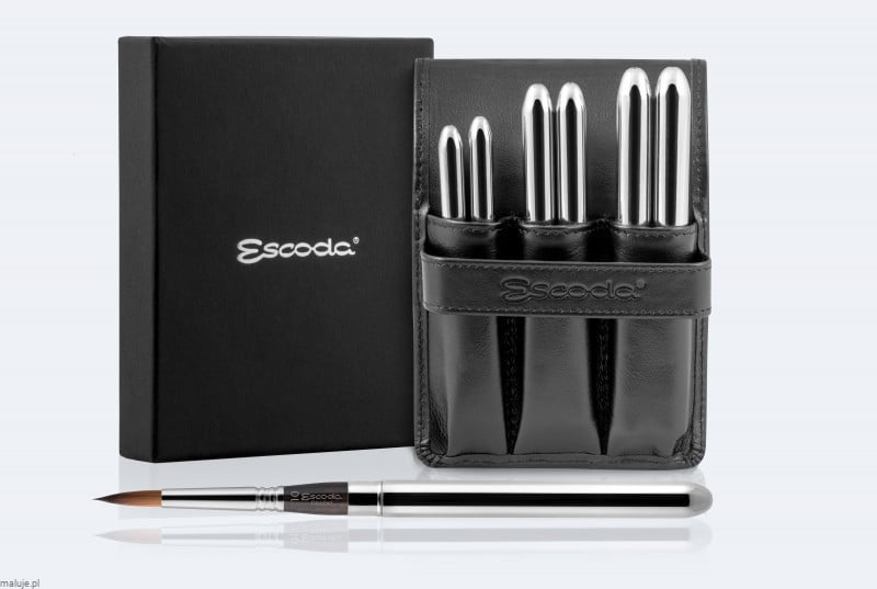 Escoda Prado Travel 6 brush set Leather Case - komplet pędzli