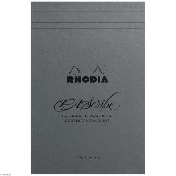 RHODIA PAScribe Calligraphy Practise&Correspondence Pad Maya Grey 120g 60ark - blok do kaligrafii barny w linie