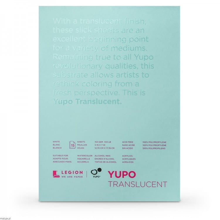 YUPO Translucent 153g 15 ark - blok z papierem polipropylenowym