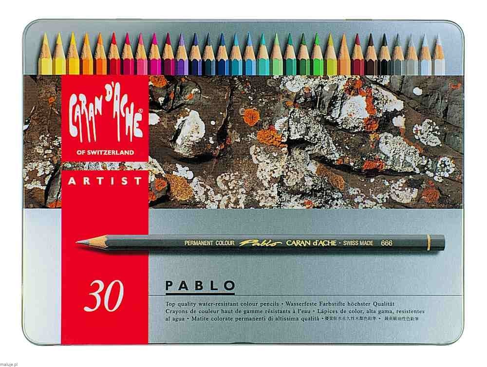 Caran d'Ache Pablo Artist Pencil 30 kolorów - komplet kredek w metalowym pudełku