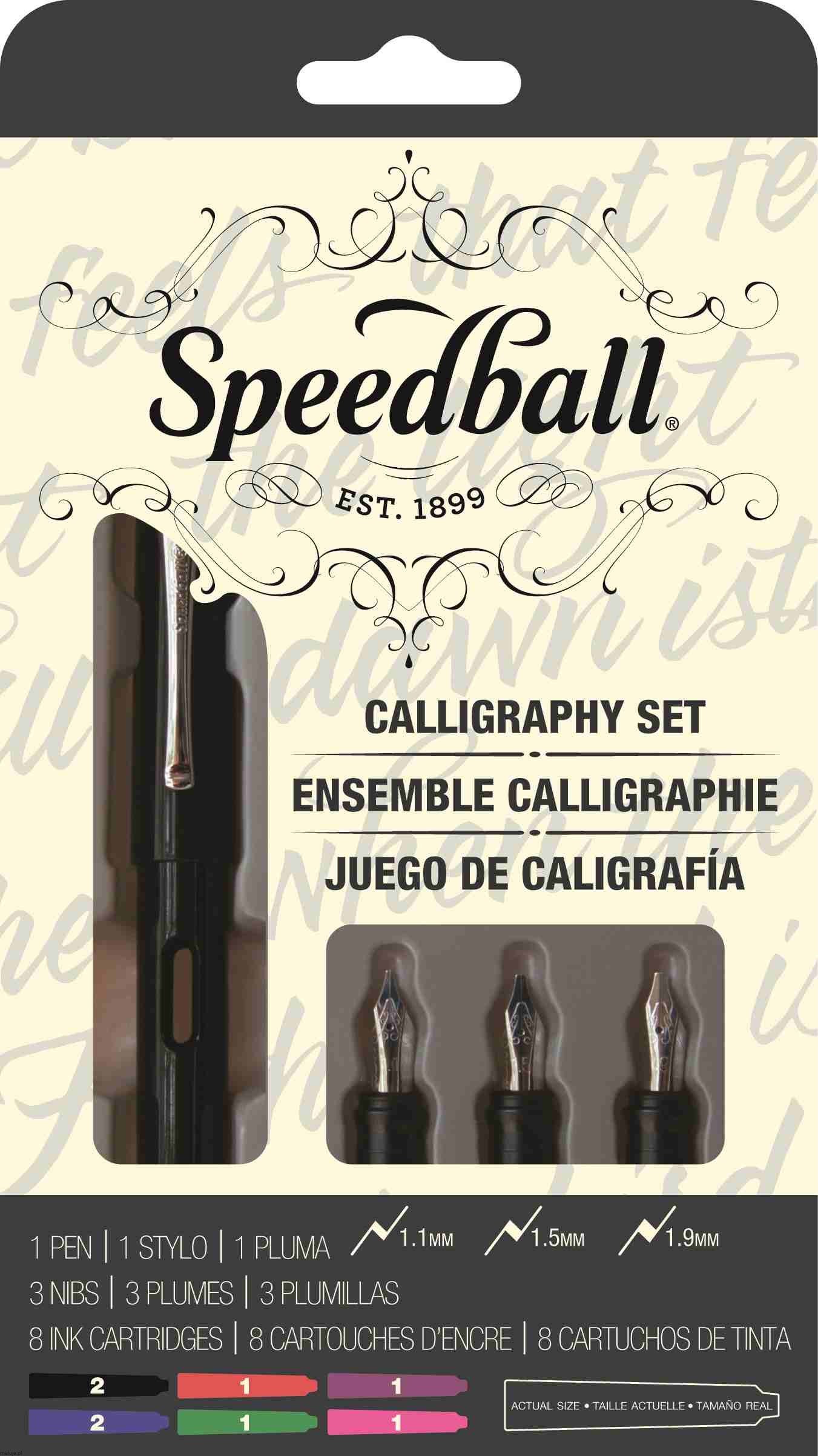 Speedball Zestaw do kaligrafii Fountaine Pen Set - 3 sztalówki + naboje