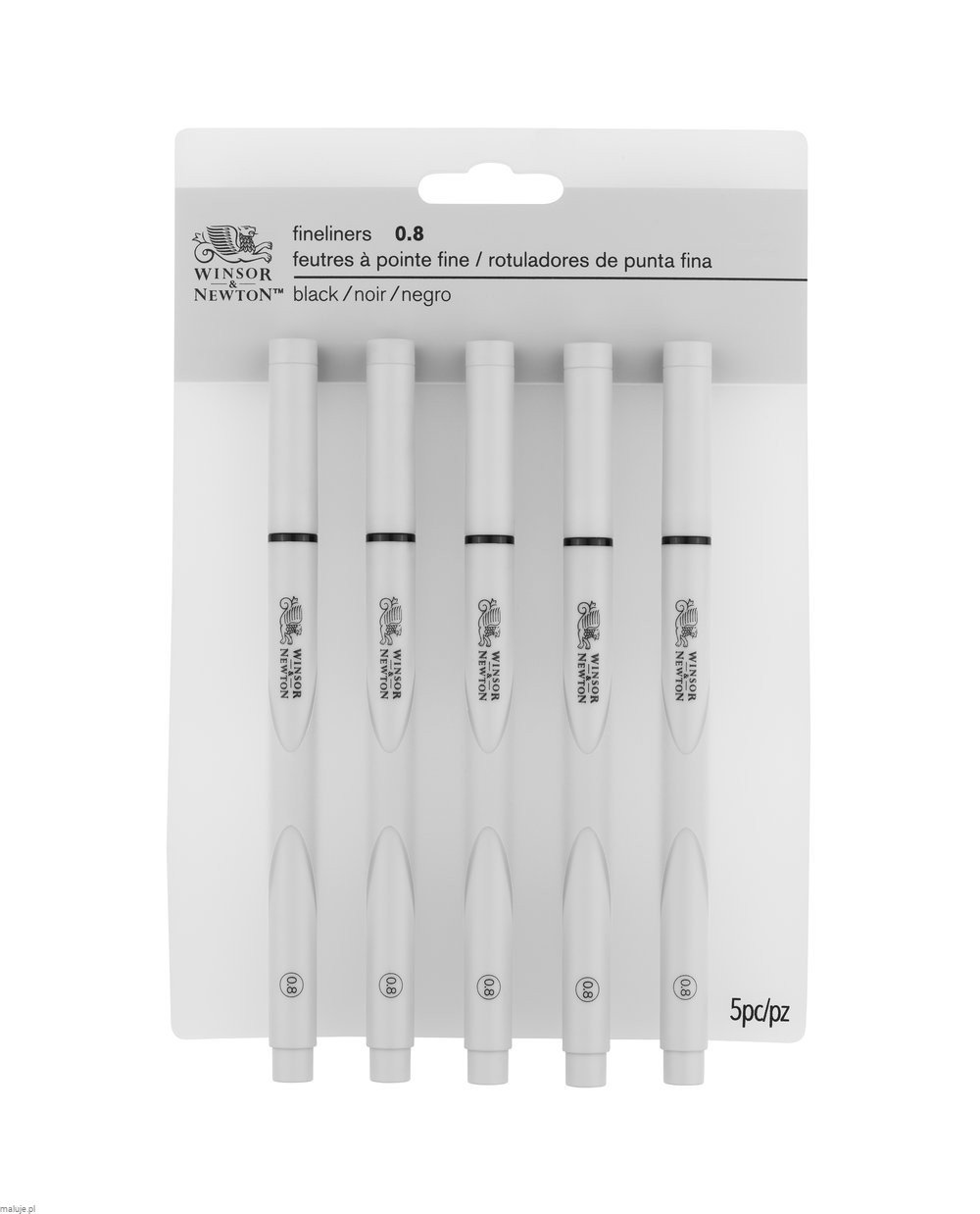 W&N Black Fineliner 5x0,8 set - komplet cienkopisów kreślarskich