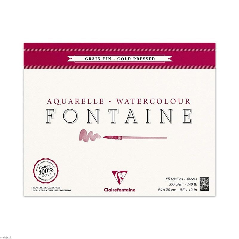 Clairefontaine "Fontaine" 300g 25ark CP 100% bawełna - blok akwarelowy