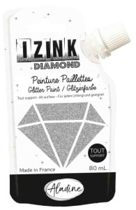 IZINK Diamond Farba brokatowa Srebrna 80 ml