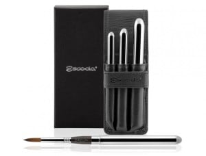 Escoda Prado Travel 3 brush set Leather Case - komplet pędzli