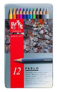 Caran d'Ache Pablo Artist Pencil 12 kolorów - komplet kredek w metalowym pudełku