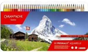 Caran d'Ache Prismalo Aquarelle 80 kolorów - komplet kredek w metalowym pudełku