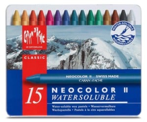Caran D'Ache Neocolor II 15 kol. w metalowym pudełku - kredki akwarelowe woskowe