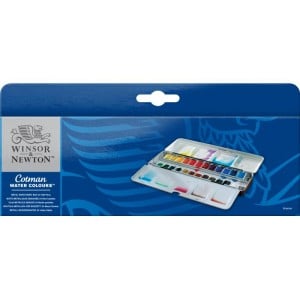 W&N Cotman METAL SKETCHERS BOX 24 półkostki - komplet farb akwarelowych