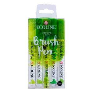 ECOLINE BRUSHPEN GREEN SET - zestaw 5 pisaków akwarelowych