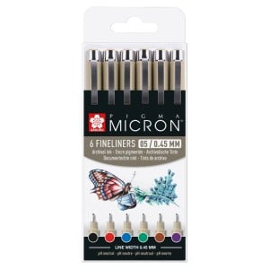 Pigma Micron Basic Set 05x6 kolorów - komplet  cienpopisów 0,5(0,45mm)