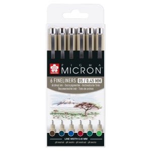 Pigma Micron Earth Set 05x6 kolorów - komplet  cienpopisów 0,5(0,45mm)