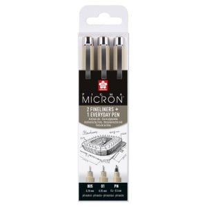 Pigma Micron Urban Set 3 - zestaw 3 cienkopisów