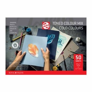 Talens Toned Paper Mix "Cold" 180g 50ark -blok do technik mieszanych odciecie chłodne