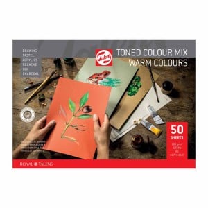 Talens Toned Paper Mix "Warm" 180g 50ark -blok do technik mieszanych odciecie ciepłe