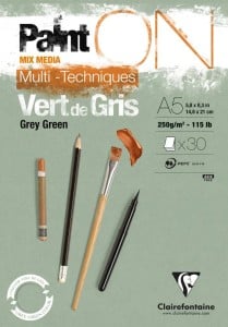 Blok Paint'On Grey Green 250g 30ark - blok do technik mieszanych