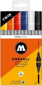 Molotow ONE4ALL Twin Basic Set 1 - komplet 6 markerów akrylowych