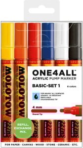 Molotow ONE4ALL 227HS 4mm Basic Set 1 - komplet 6 markerów akrylowych