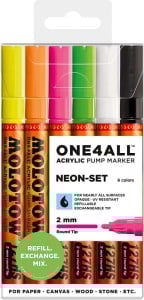 Molotow ONE4ALL 127HS Neon Set - komplet 6 markerów akrylowych