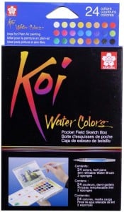 Sakura Koi Watercolour Pocket Field Sketch Box 24 kolory - komplet akwareli + akcesoria