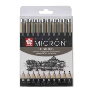 Pigma Micron Black Set 10 cienkopisów - zestaw pisaków