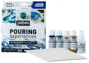 Pebeo Discovery Kit Pouring 4X59 ml + olej silikonowy 50ml - komplet farb do pouringu
