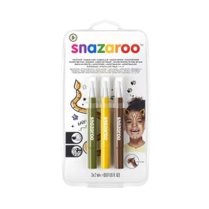 Snazaroo Brush Pen DŻUNGLA - zestaw farb do malowania twarzy w pisakach 3 szt