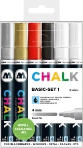 Molotow Chalk Marker Basic Set 1 4mm 6 kolorów - komplet markerów kredowych